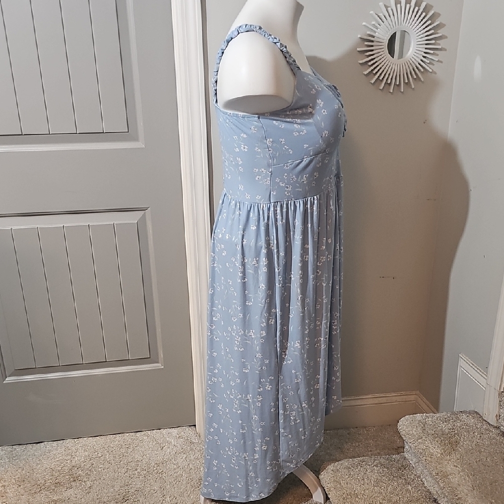 Light Blue Floral Sundress with Ruching - Picture 8 of 8